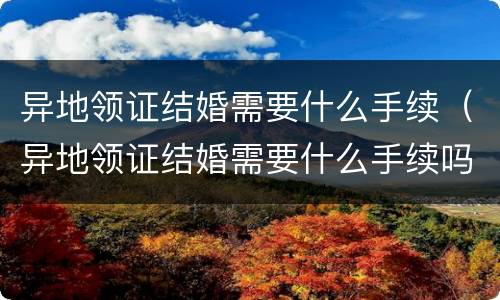 异地领证结婚需要什么手续（异地领证结婚需要什么手续吗）
