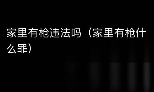 家里有枪违法吗（家里有枪什么罪）