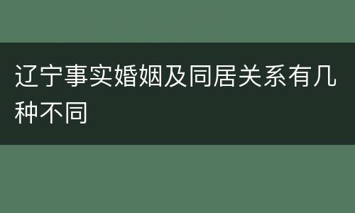 辽宁事实婚姻及同居关系有几种不同