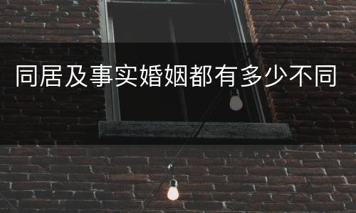 同居及事实婚姻都有多少不同