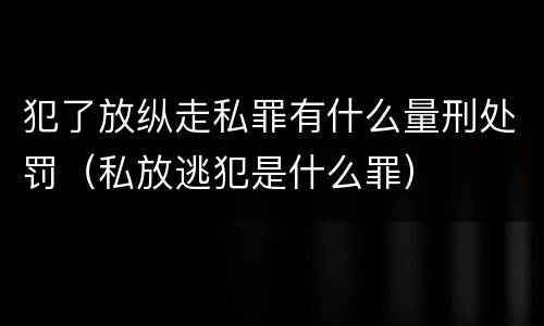 犯了放纵走私罪有什么量刑处罚（私放逃犯是什么罪）