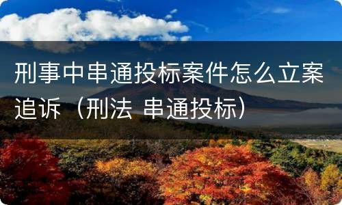 刑事中串通投标案件怎么立案追诉（刑法 串通投标）