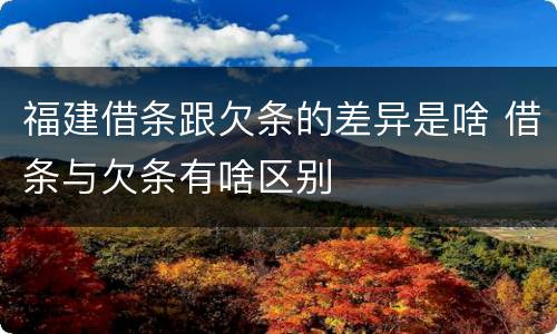 福建借条跟欠条的差异是啥 借条与欠条有啥区别