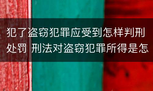 犯了盗窃犯罪应受到怎样判刑处罚 刑法对盗窃犯罪所得是怎样处理的