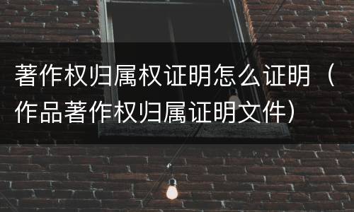 著作权归属权证明怎么证明（作品著作权归属证明文件）