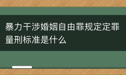 暴力干涉婚姻自由罪规定定罪量刑标准是什么