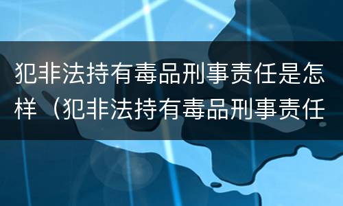 犯非法持有毒品刑事责任是怎样（犯非法持有毒品刑事责任是怎样的）