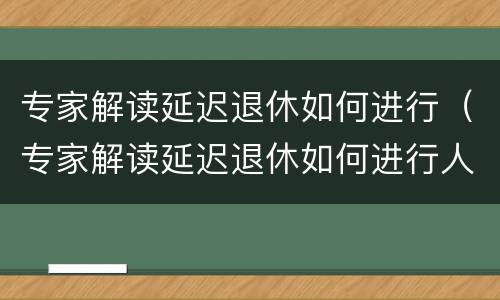 专家解读延迟退休如何进行（专家解读延迟退休如何进行人）
