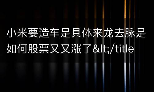小米要造车是具体来龙去脉是如何股票又又涨了</title>
<meta