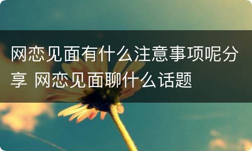 网恋见面有什么注意事项呢分享 网恋见面聊什么话题