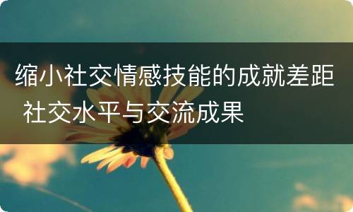 缩小社交情感技能的成就差距 社交水平与交流成果