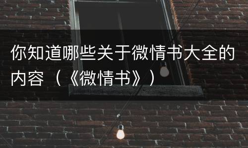 你知道哪些关于微情书大全的内容（《微情书》）