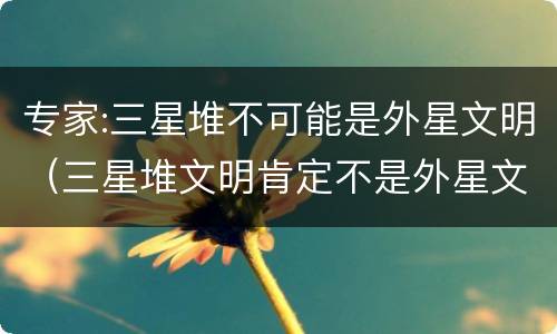 专家:三星堆不可能是外星文明（三星堆文明肯定不是外星文明）
