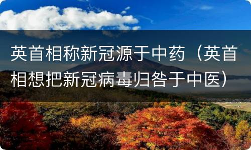 英首相称新冠源于中药（英首相想把新冠病毒归咎于中医）