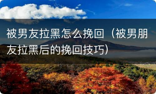 被男友拉黑怎么挽回（被男朋友拉黑后的挽回技巧）