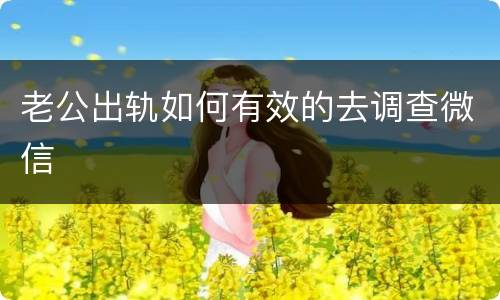 老公出轨如何有效的去调查微信