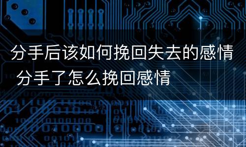 分手后该如何挽回失去的感情 分手了怎么挽回感情