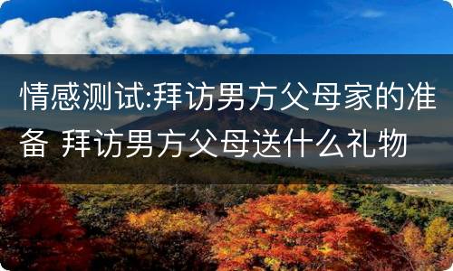 情感测试:拜访男方父母家的准备 拜访男方父母送什么礼物