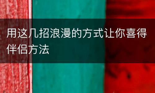 用这几招浪漫的方式让你喜得伴侣方法