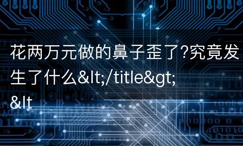 花两万元做的鼻子歪了?究竟发生了什么</title>
<meta