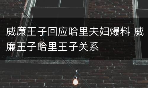 威廉王子回应哈里夫妇爆料 威廉王子哈里王子关系