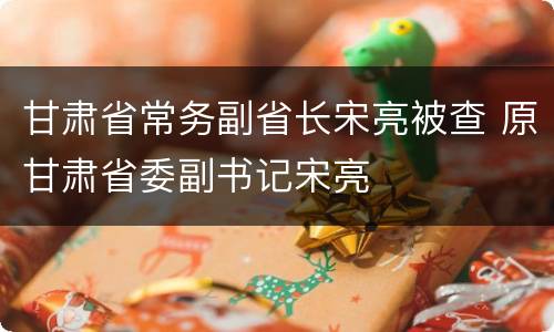 甘肃省常务副省长宋亮被查 原甘肃省委副书记宋亮