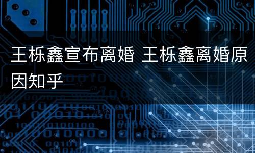 王栎鑫宣布离婚 王栎鑫离婚原因知乎