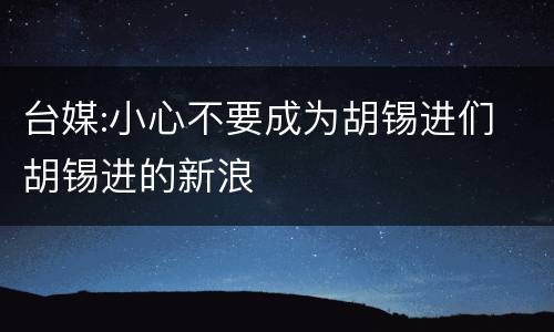 台媒:小心不要成为胡锡进们 胡锡进的新浪