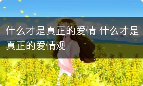 什么才是真正的爱情 什么才是真正的爱情观