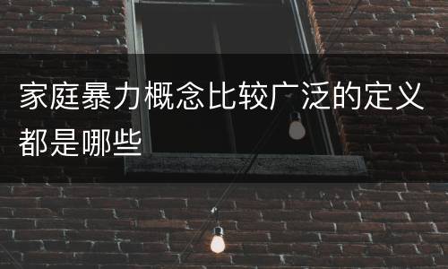 家庭暴力概念比较广泛的定义都是哪些