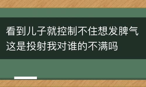 看到儿子就控制不住想发脾气这是投射我对谁的不满吗