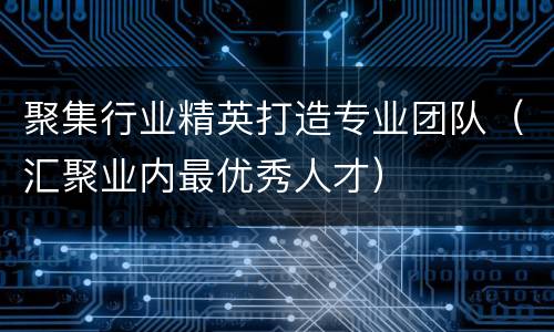 聚集行业精英打造专业团队（汇聚业内最优秀人才）
