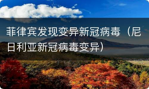 菲律宾发现变异新冠病毒（尼日利亚新冠病毒变异）
