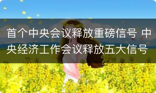 首个中央会议释放重磅信号 中央经济工作会议释放五大信号