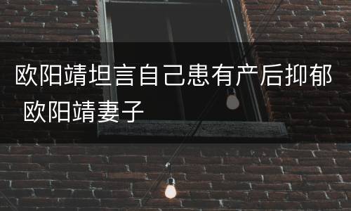 欧阳靖坦言自己患有产后抑郁 欧阳靖妻子