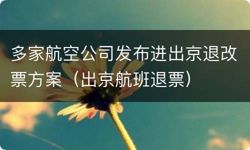 多家航空公司发布进出京退改票方案（出京航班退票）