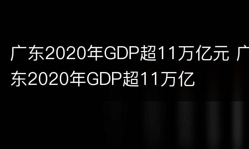 广东2020年GDP超11万亿元 广东2020年GDP超11万亿
