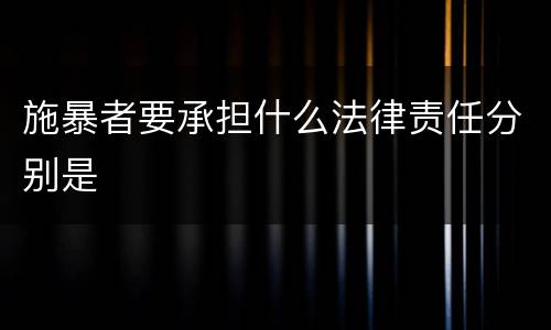 施暴者要承担什么法律责任分别是