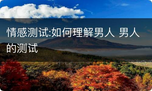 情感测试:如何理解男人 男人的测试