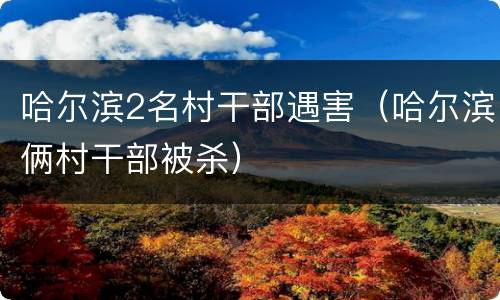 哈尔滨2名村干部遇害（哈尔滨俩村干部被杀）