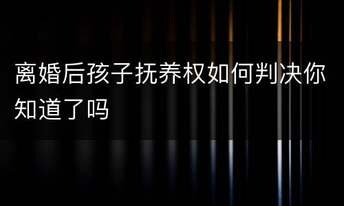 离婚后孩子抚养权如何判决你知道了吗