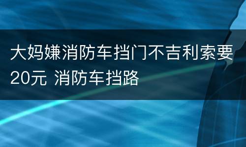 大妈嫌消防车挡门不吉利索要20元 消防车挡路