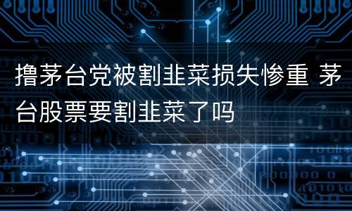 撸茅台党被割韭菜损失惨重 茅台股票要割韭菜了吗