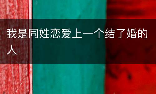 我是同姓恋爱上一个结了婚的人