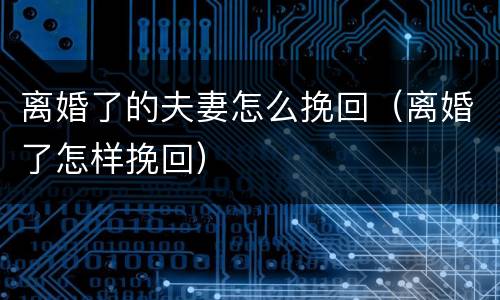 离婚了的夫妻怎么挽回（离婚了怎样挽回）