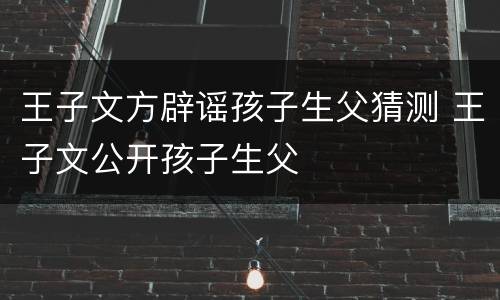 王子文方辟谣孩子生父猜测 王子文公开孩子生父