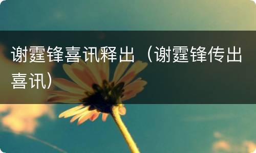 谢霆锋喜讯释出（谢霆锋传出喜讯）