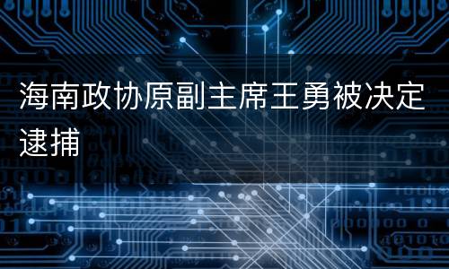 海南政协原副主席王勇被决定逮捕