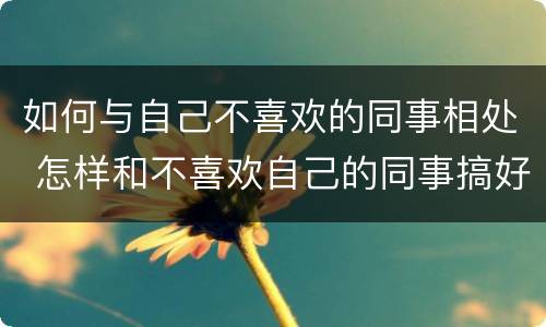 如何与自己不喜欢的同事相处 怎样和不喜欢自己的同事搞好关系