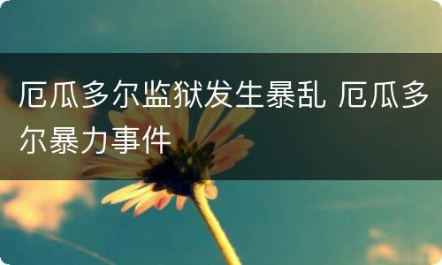 厄瓜多尔监狱发生暴乱 厄瓜多尔暴力事件